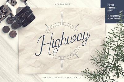 Highway - Vintage font family+Extras
