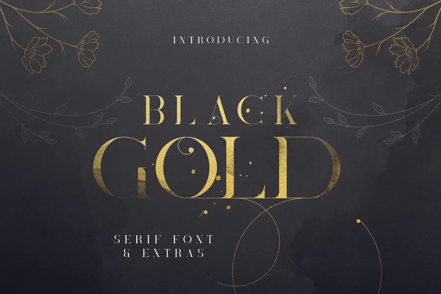 Black Gold serif font + Extras
