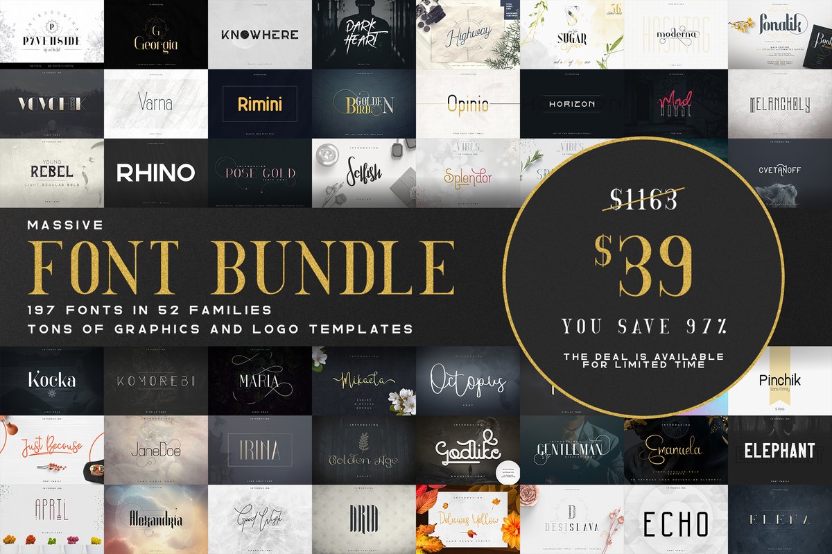Massive Font Bundle - 197 fonts