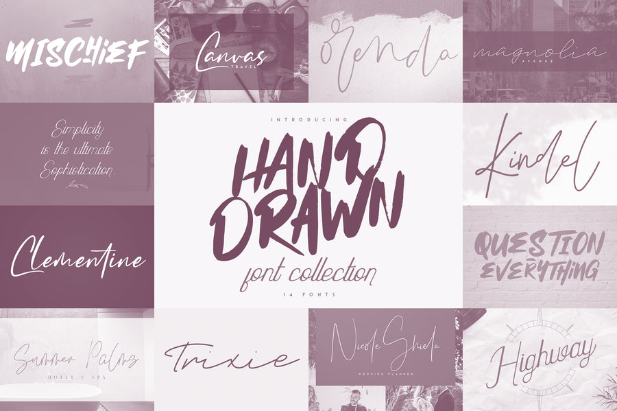 Hand Drawn Font Collection - 14 font