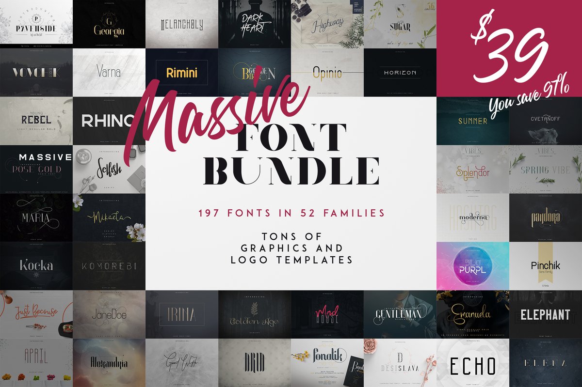 Massive Font Bundle - 197 fonts